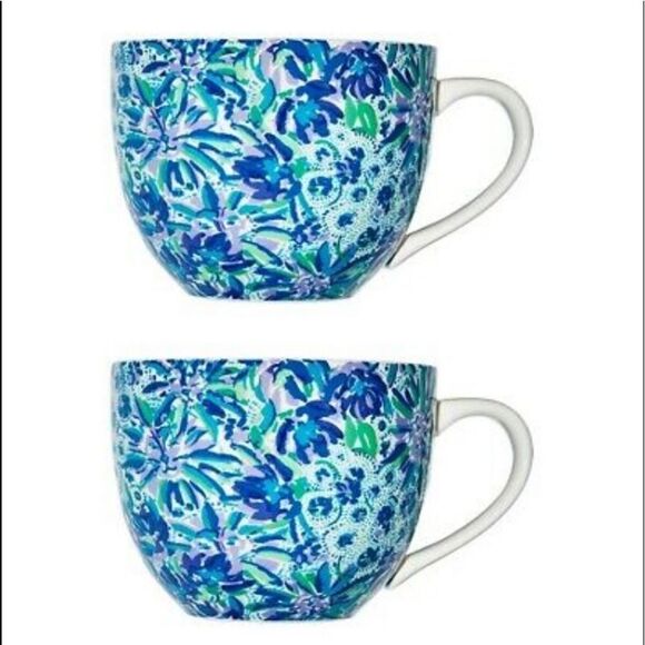 Lilly Pulitzer “High Maintenance” Set of Two Coffee Mugs! - Picture 2 of 6